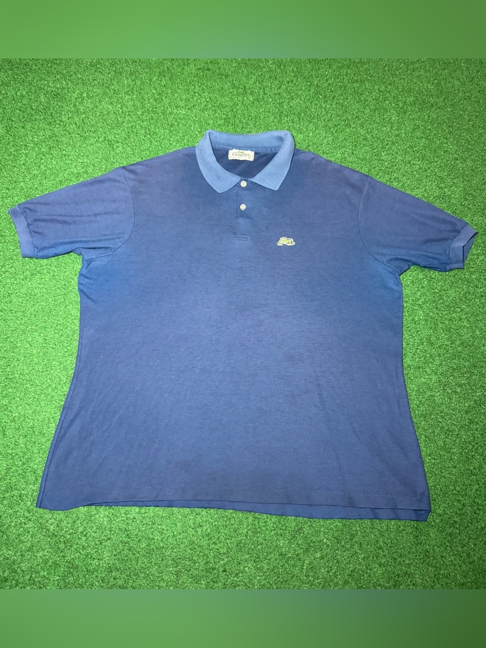Garan Blue Polo Shirt Vintage L/XL 23x27 Blue 80s 90s